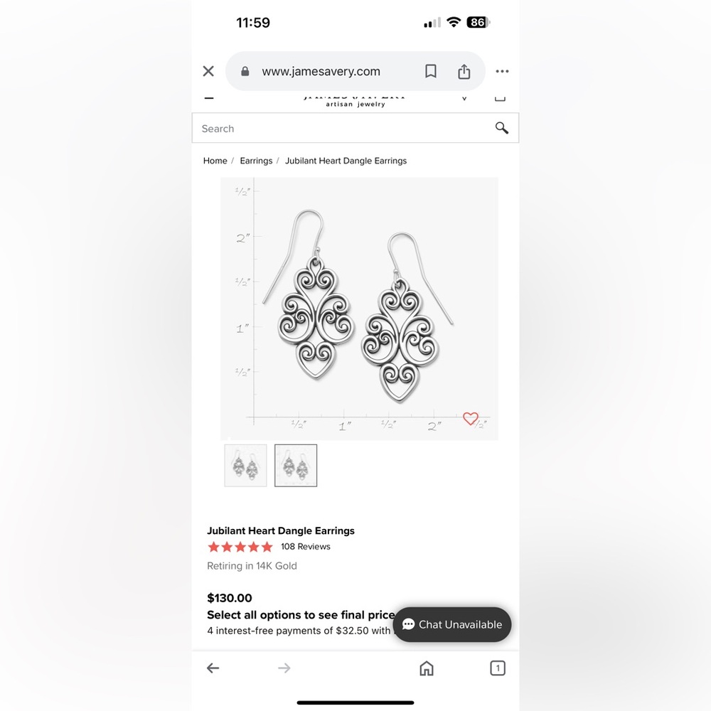 Jubilant Heart Dangle James Avery Earrings